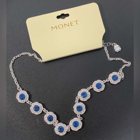 Monet Silver and Blue Necklace - Picture 1 of 3